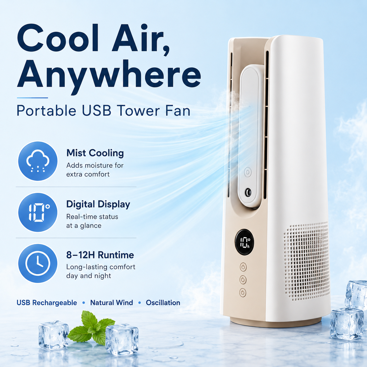 Ventilatore a torre portatile Fenio