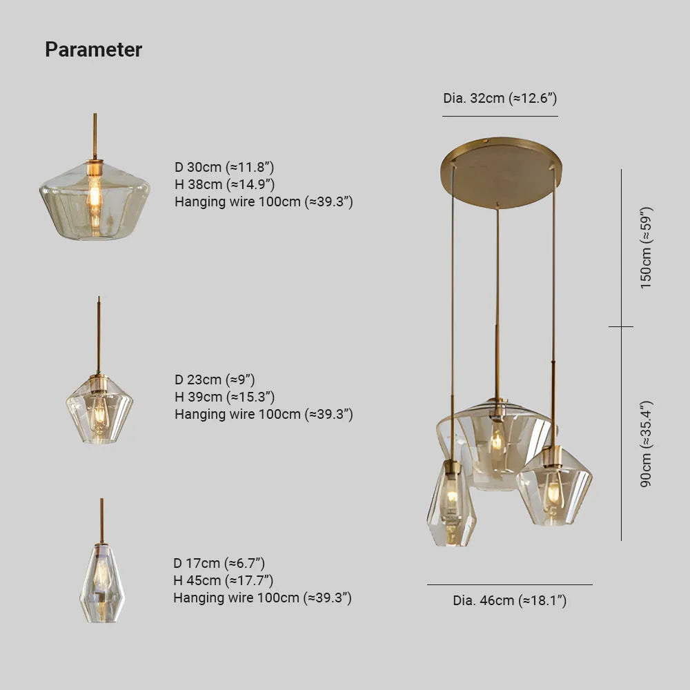 Lampada a sospensione a diamante Fenineno