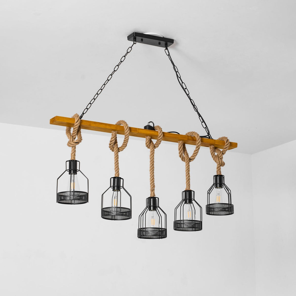 Hemp Rope Industrial Grenade Chandelier – detail 36