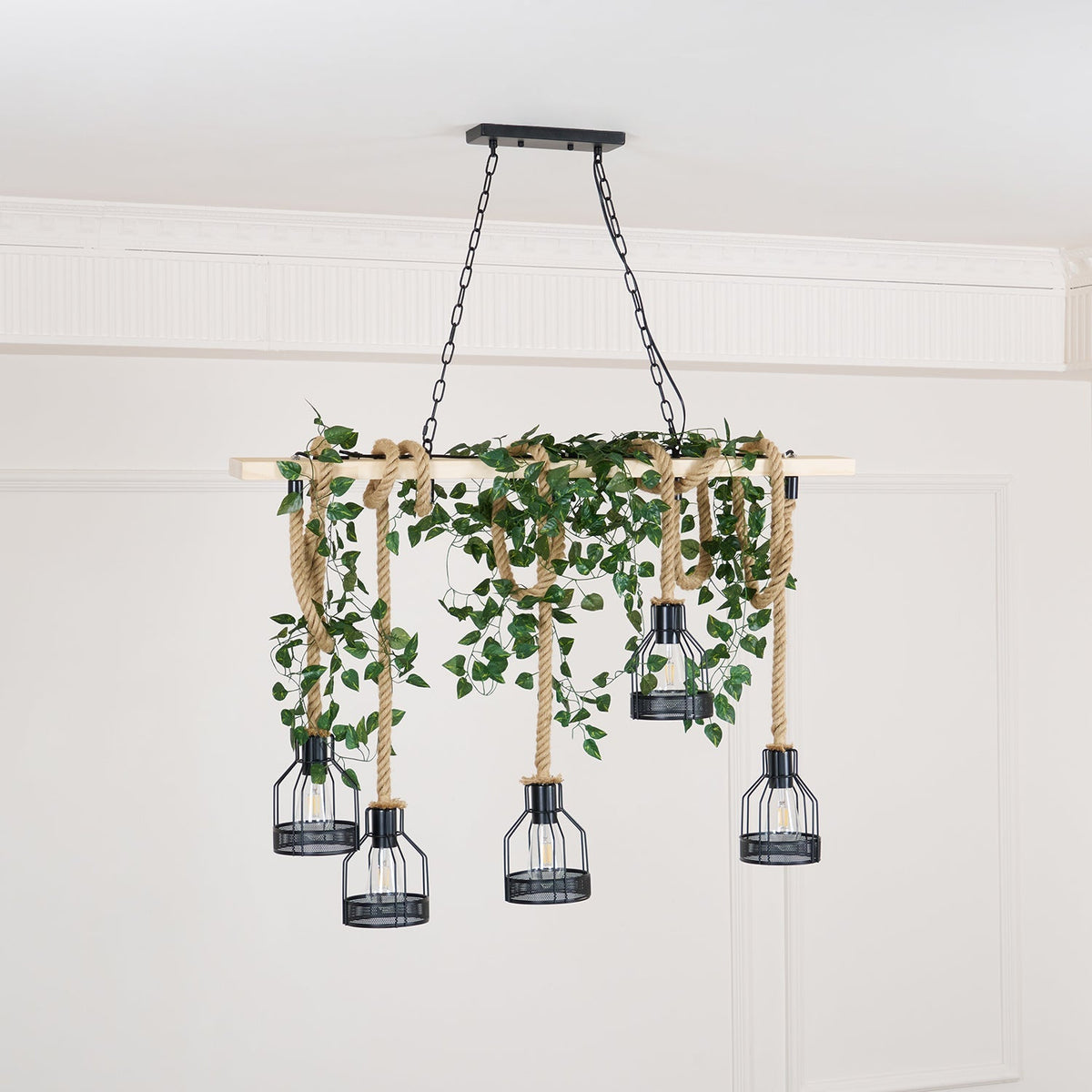 Hemp Rope Industrial Grenade Chandelier – detail 11