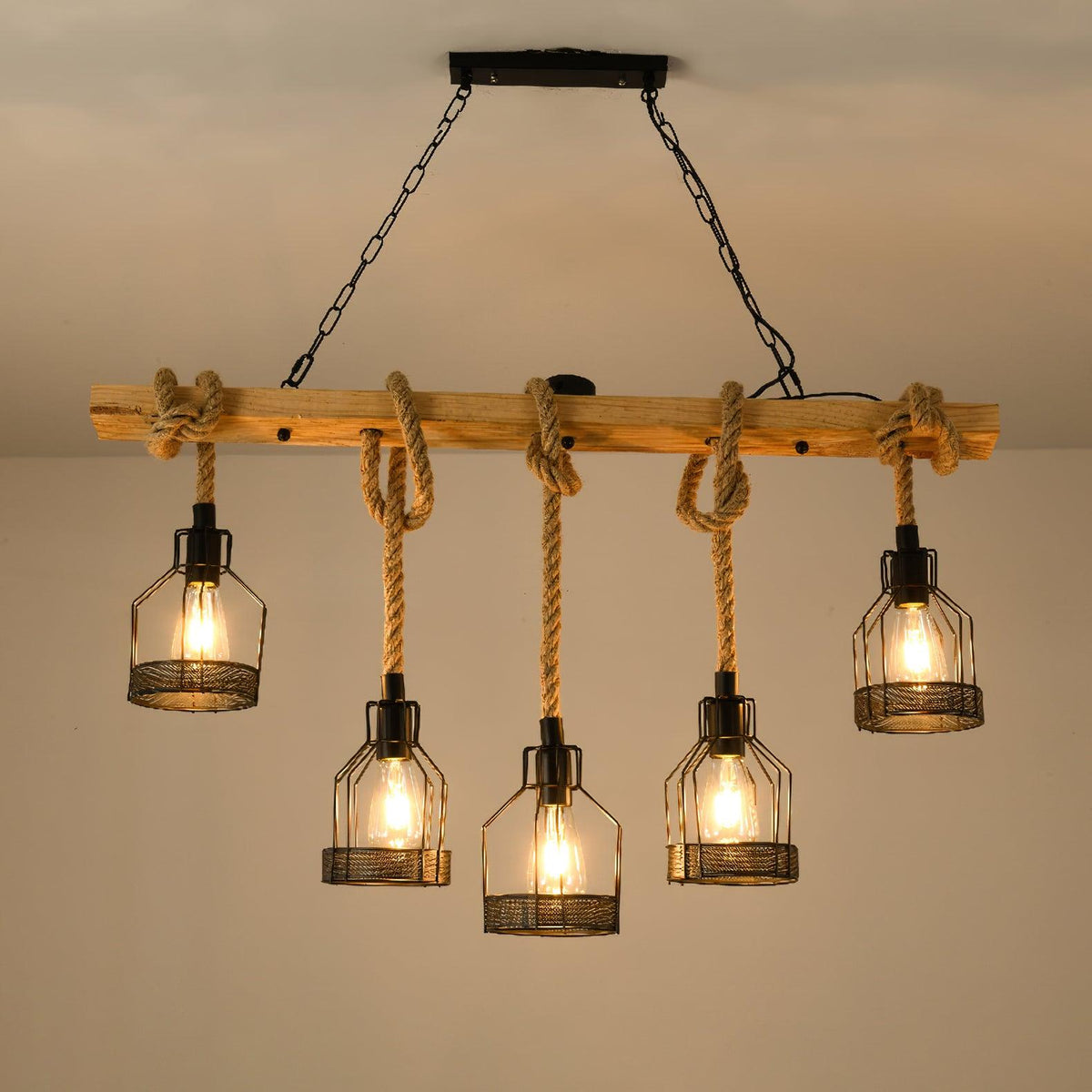 Hemp Rope Industrial Grenade Chandelier – detail 9