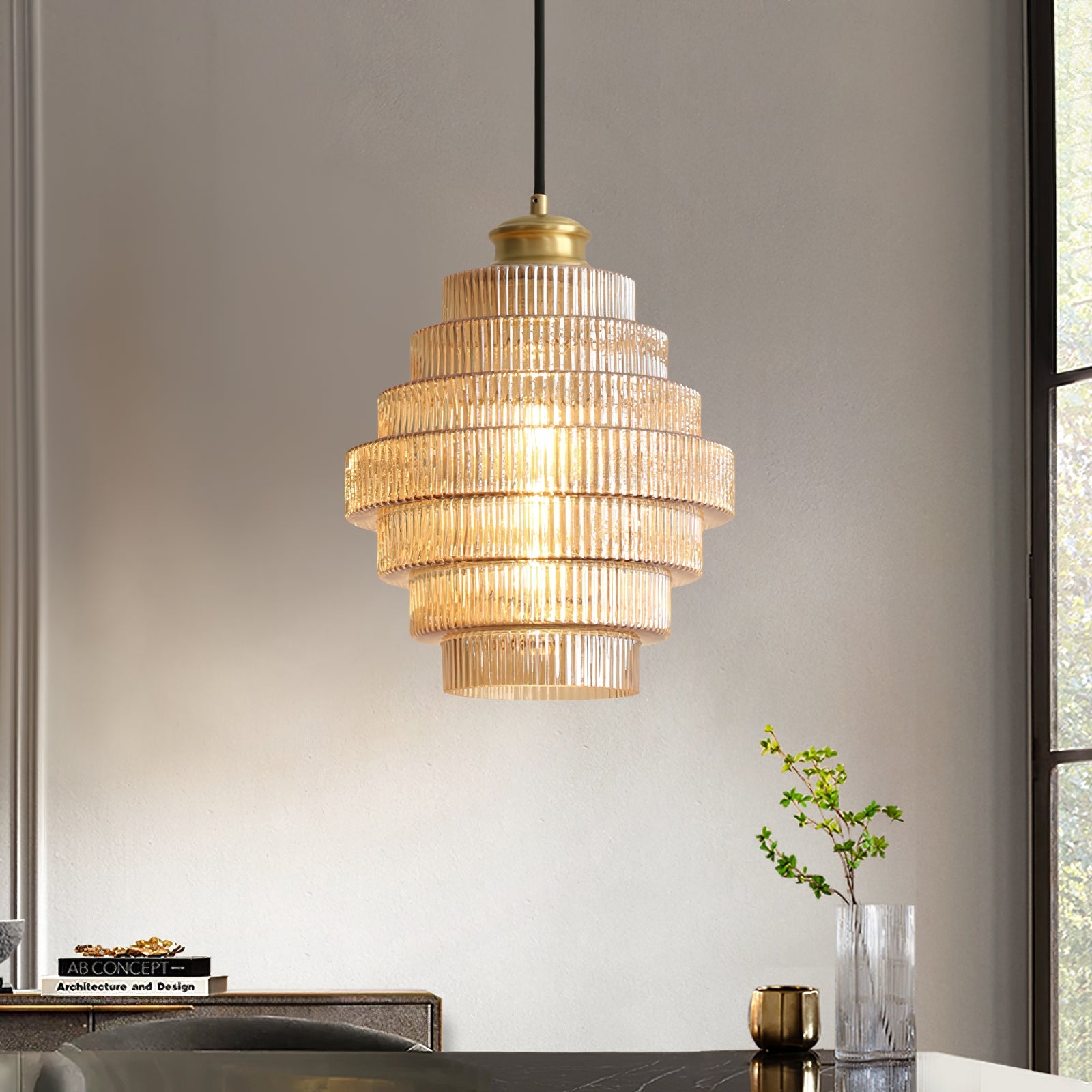 Lampada a sospensione scanalata Braua