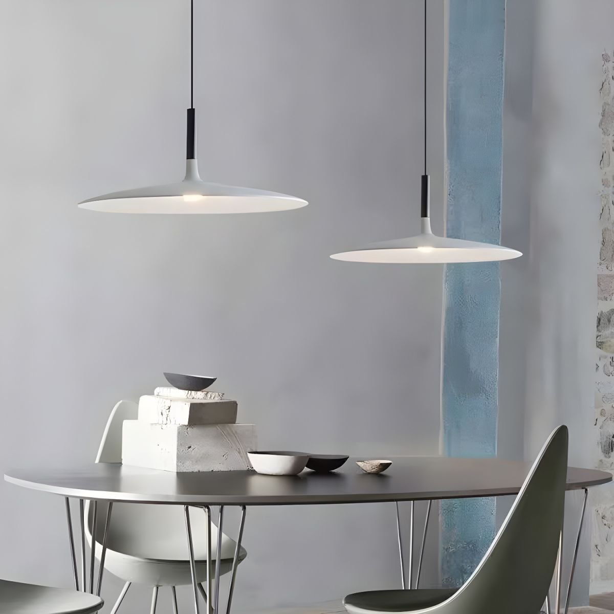 Larkin White Saucer Pendant Light – detail 2