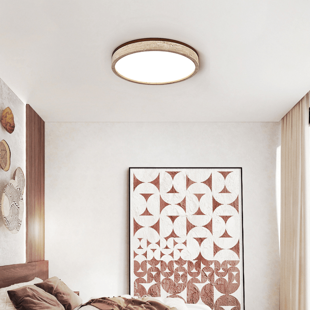Lampada da soffitto Selmi Rotonda in travertino