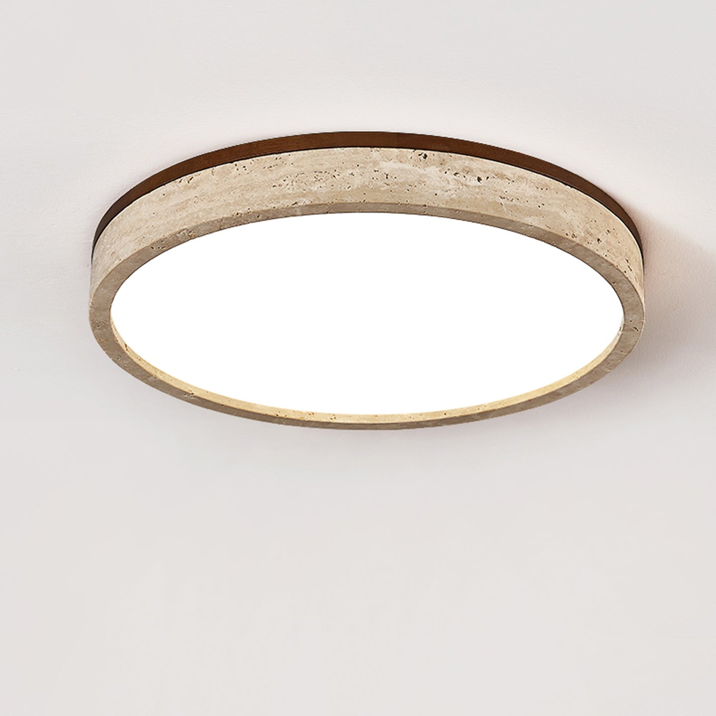 Lampada da soffitto Selmi Rotonda in travertino