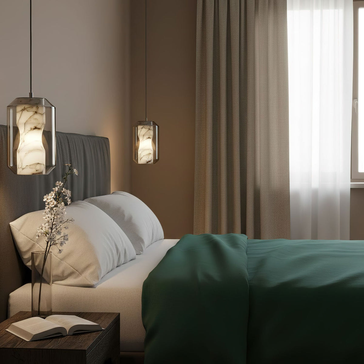 Alabaster Glass Cylinder Pendant Light – detail 7