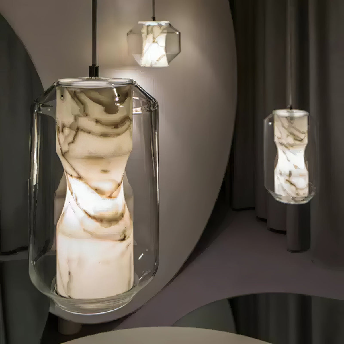 Alabaster Glass Cylinder Pendant Light – detail 26