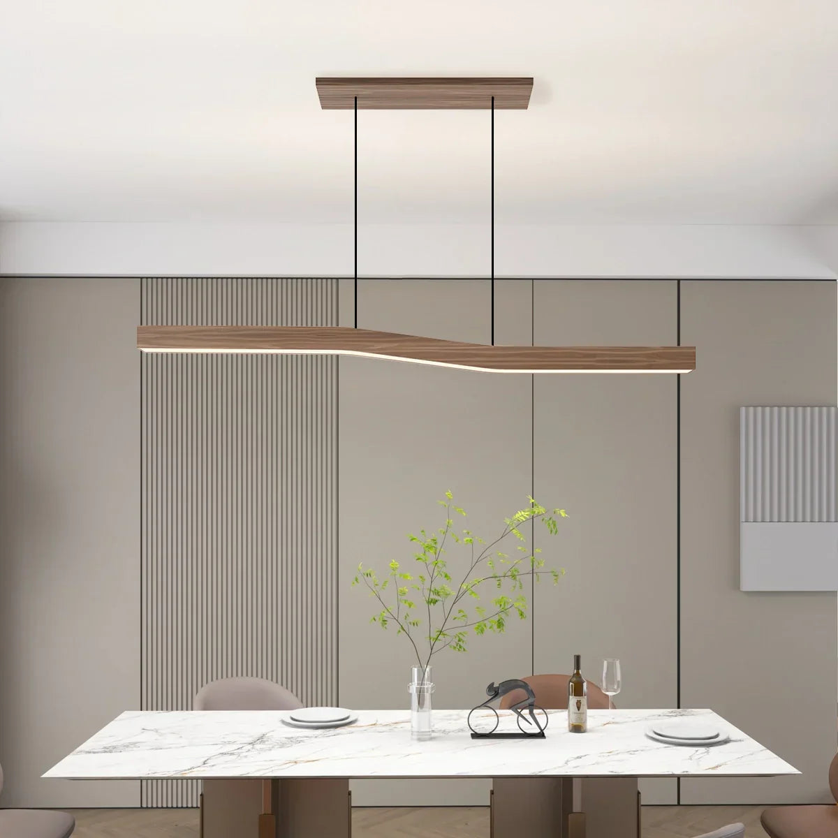 Lampada a sospensione in legno Lowave