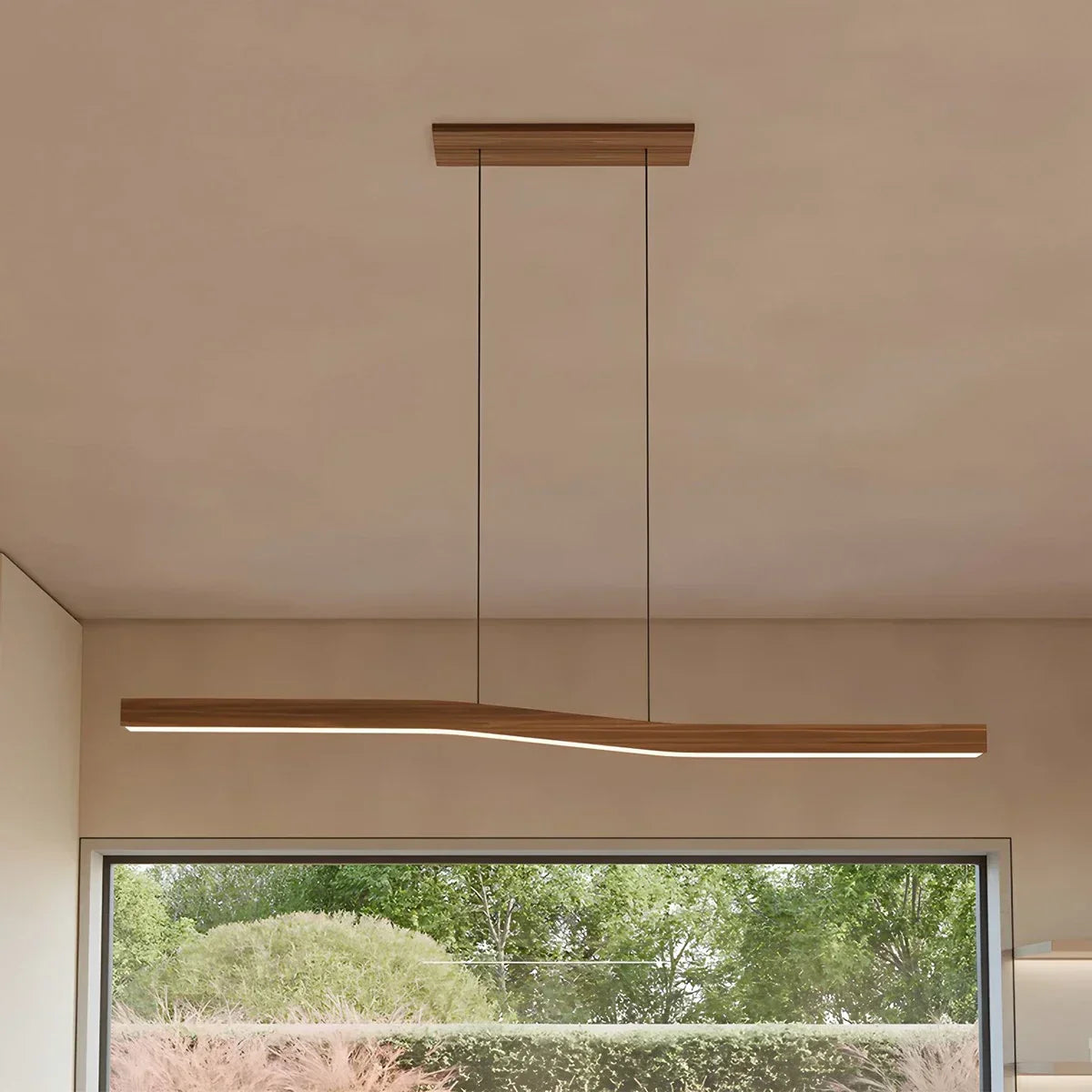 Lampada a sospensione in legno Lowave