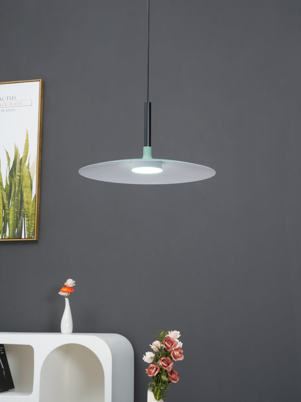 Larkin White Saucer Pendant Light – detail 14