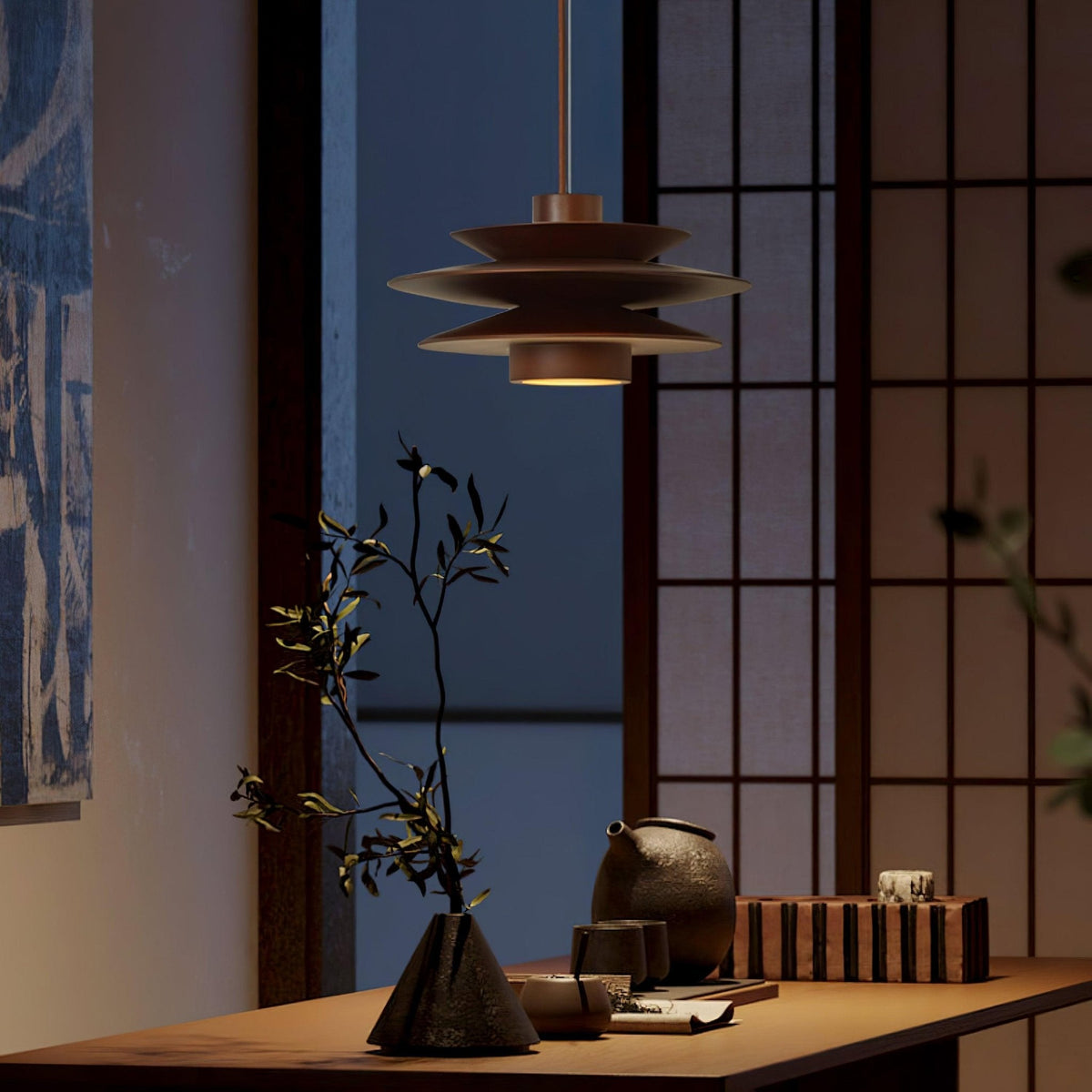 Cascade Wooden Disc Pendant Lamp – detail 13