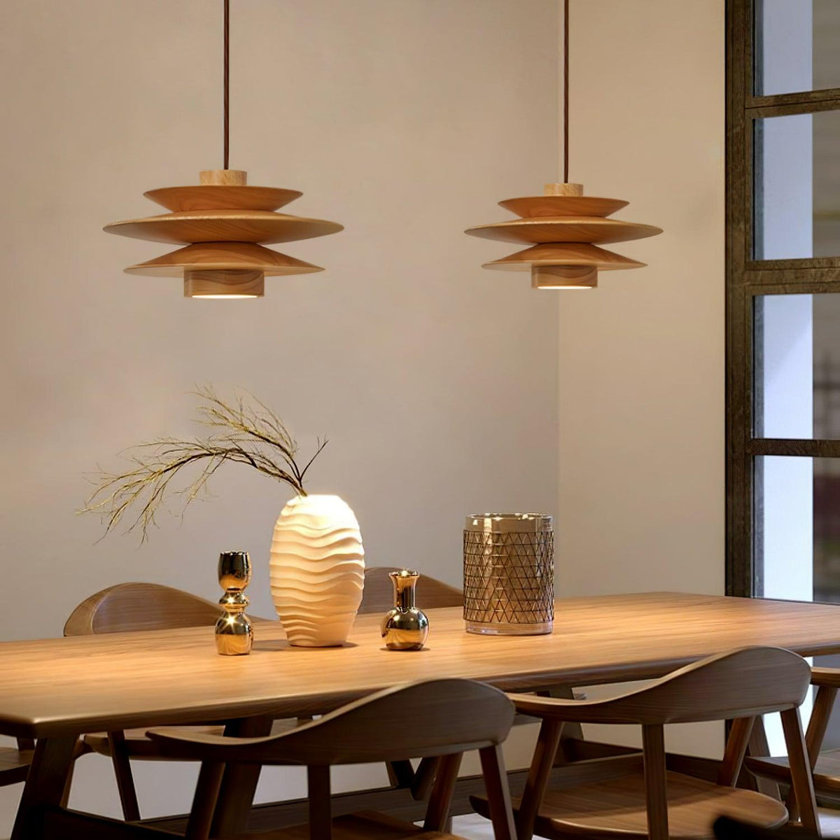 Cascade Wooden Disc Pendant Lamp – detail 5