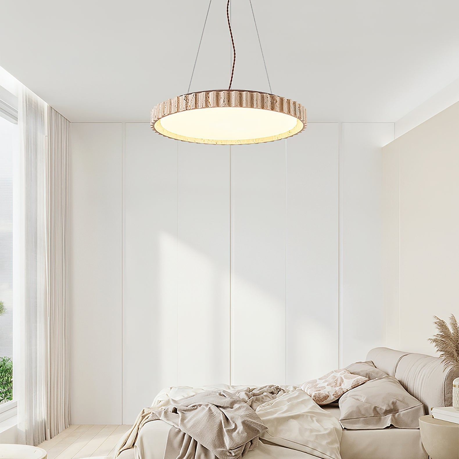 Lampada a sospensione Somenzi in travertino