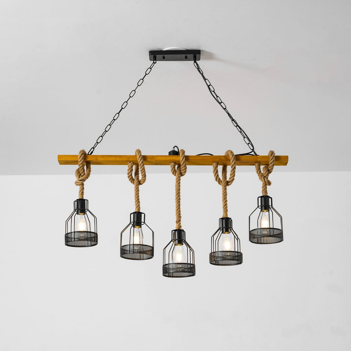 Hemp Rope Industrial Grenade Chandelier – detail 23