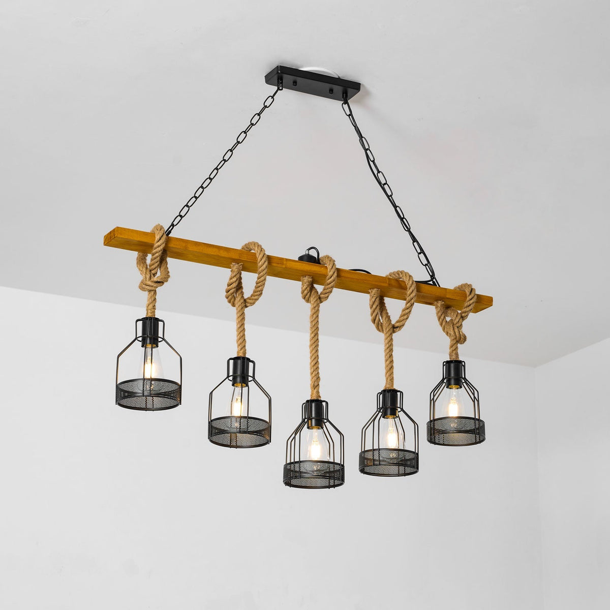 Hemp Rope Industrial Grenade Chandelier – detail 24