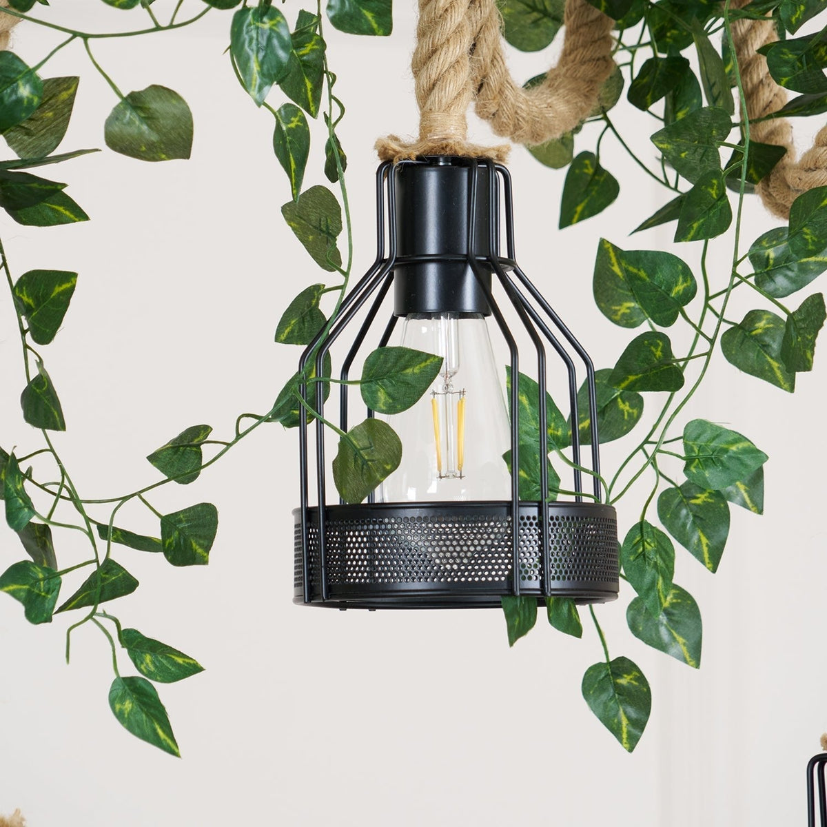 Hemp Rope Industrial Grenade Chandelier – detail 17