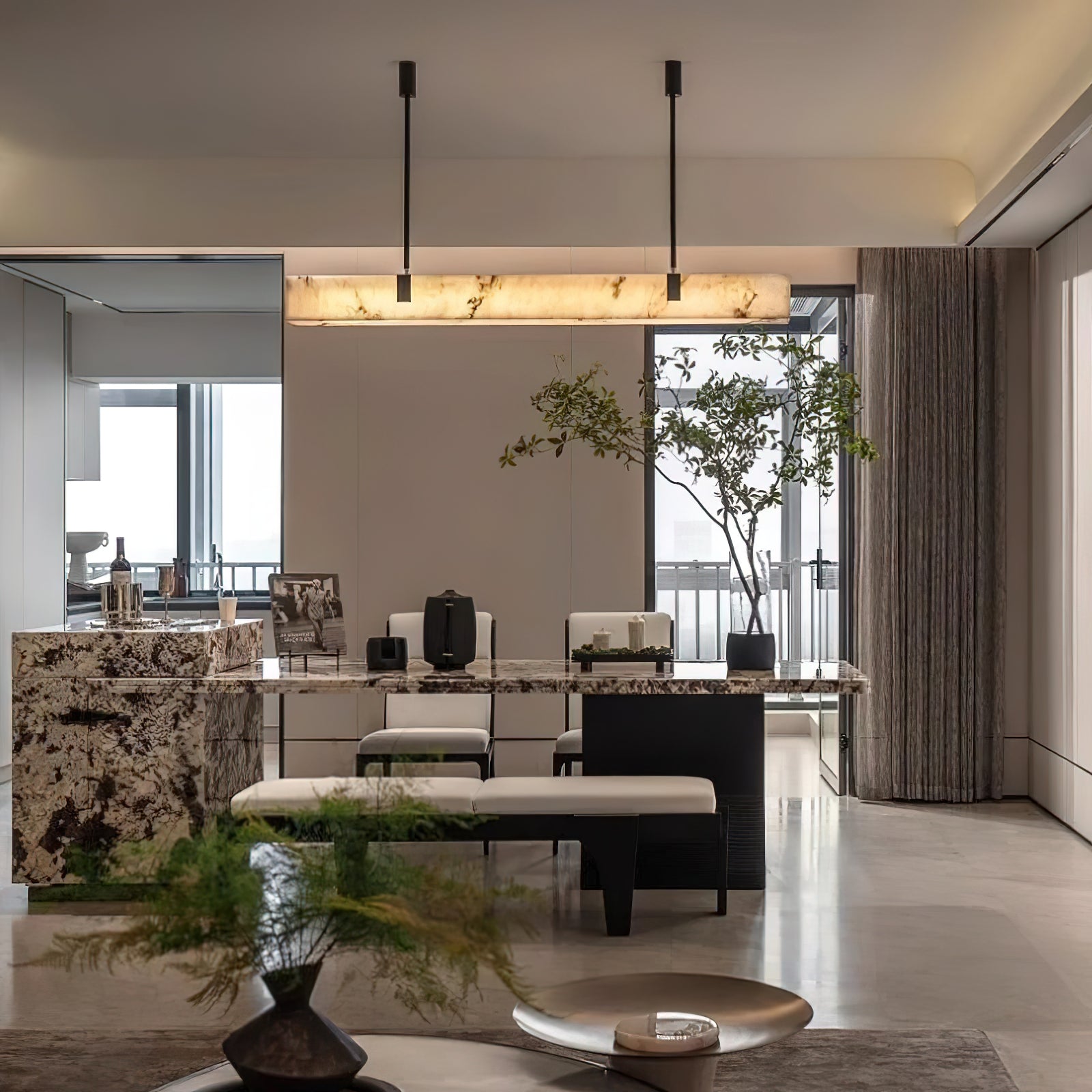 Lampadario lineare Riessi