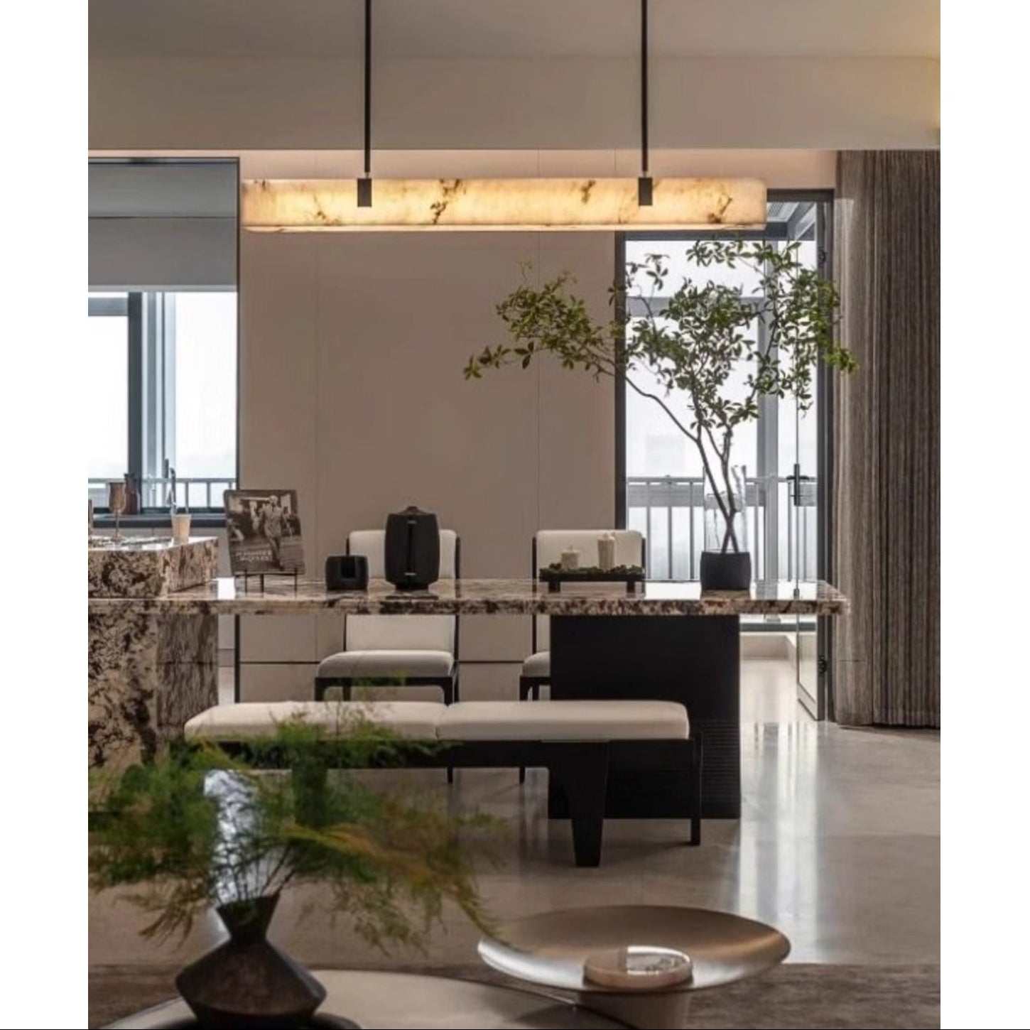 Lampadario lineare Riessi
