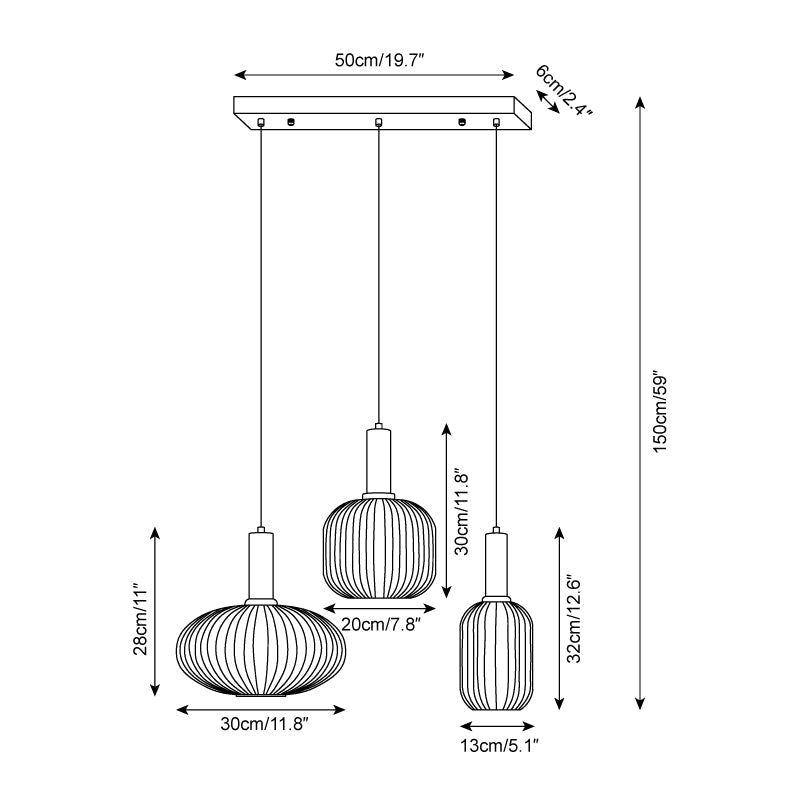 Lampada a sospensione scanalata Torel