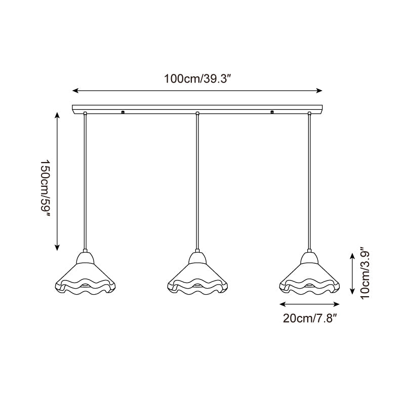 Lampada a sospensione ondulata Galinana